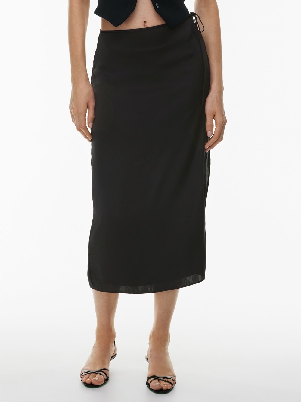 Black Midi Slip Skirt - Aritzia Elixir Skirt